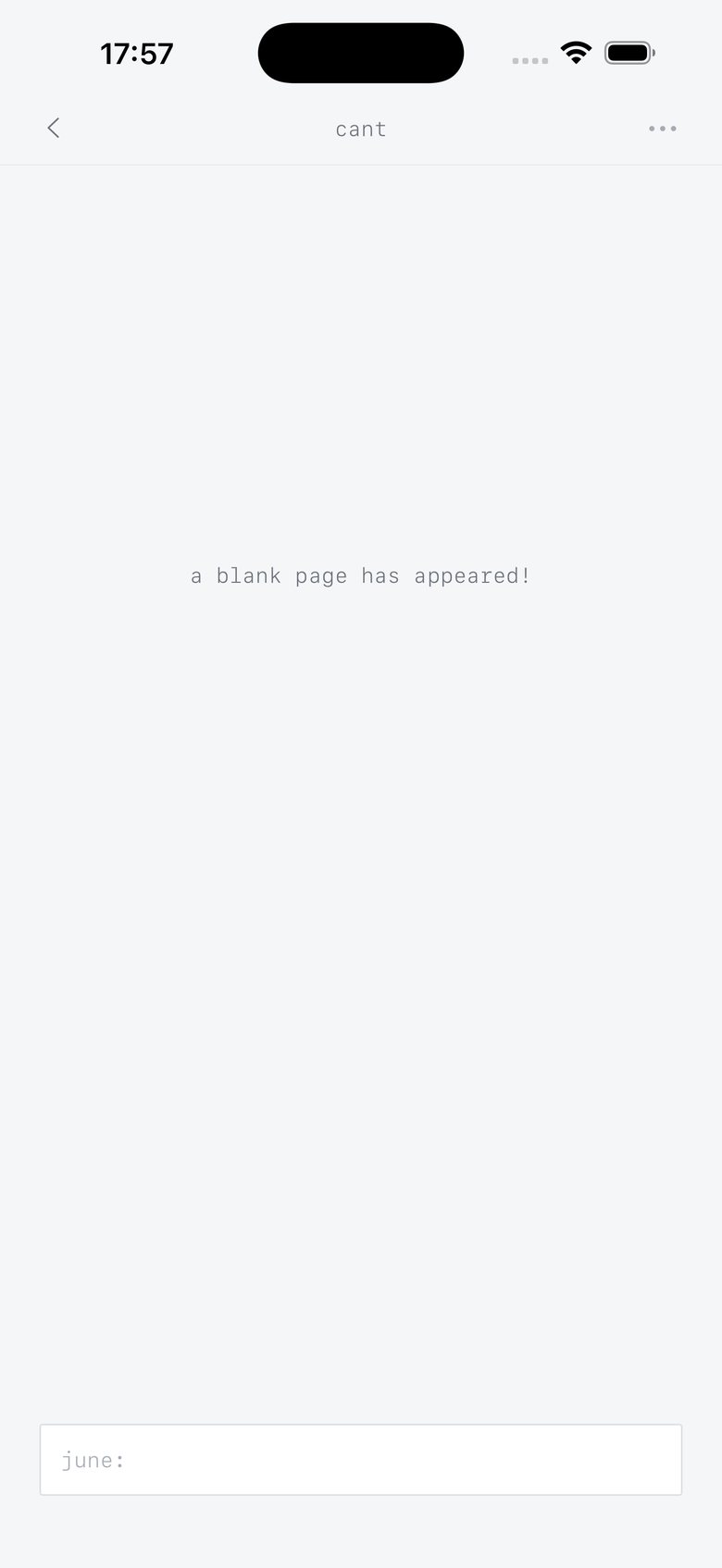 lorem. on iphone: an empty room that says a blank page has appeared